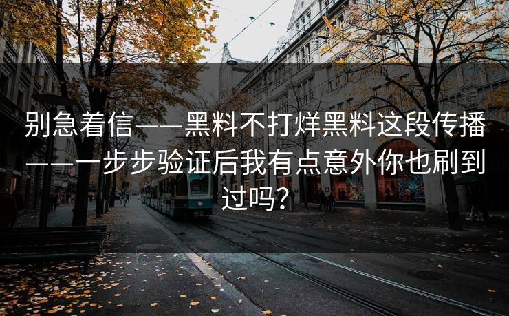 别急着信——黑料不打烊黑料这段传播——一步步验证后我有点意外你也刷到过吗？