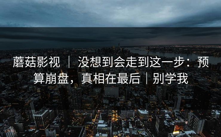 蘑菇影视 | 没想到会走到这一步:预算崩盘,真相在最后|别学我 蘑菇影视 | 没想到会走到这一步:预算崩盘,真相在最后|别学我