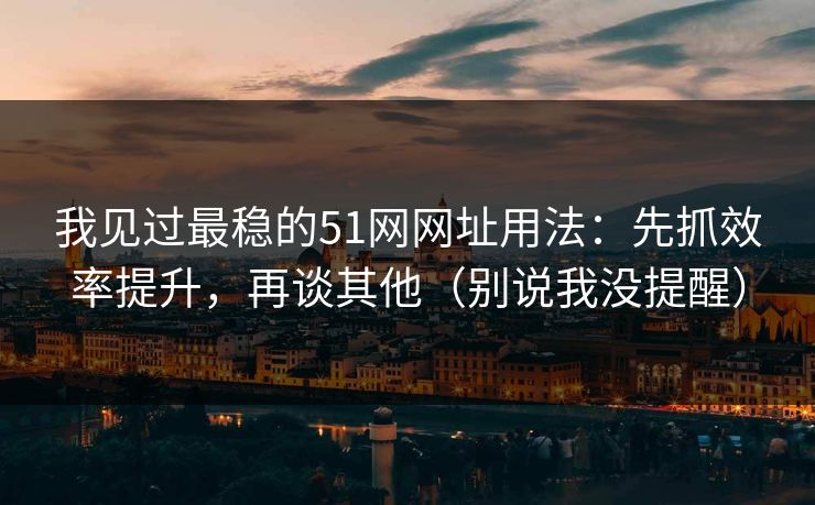 我见过最稳的51网网址用法:先抓效率提升,再谈其他(别说我没提醒) 我见过最稳的51网网址用法:先抓效率提升,再谈其他(别说我没提醒)