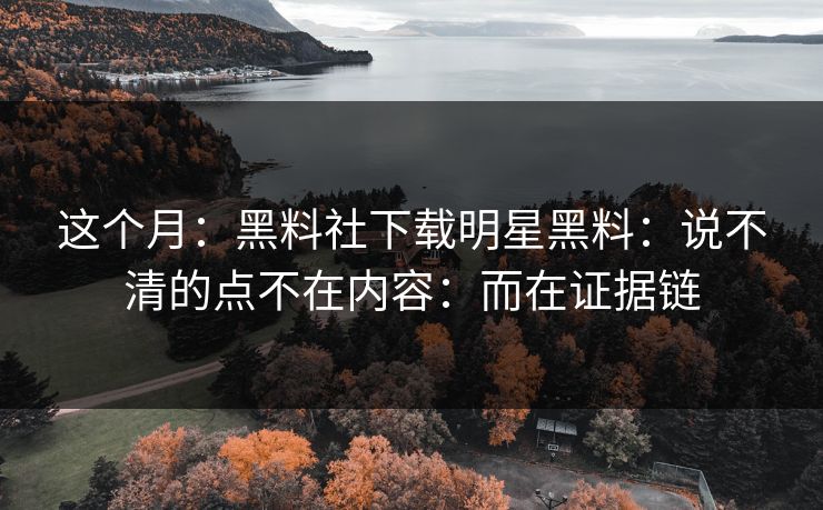 这个月：黑料社下载明星黑料：说不清的点不在内容：而在证据链